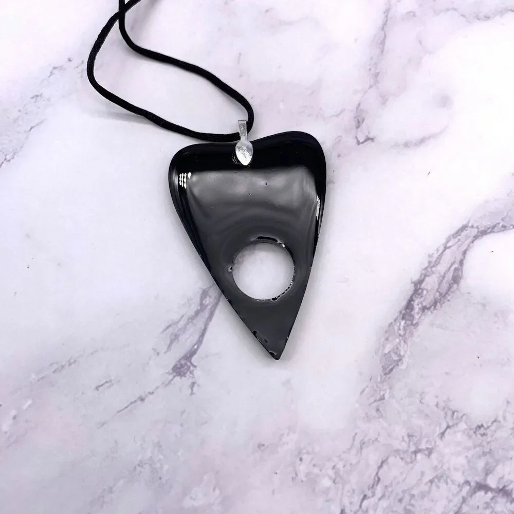 Black Virgo Zodiac Ouija Planchette Necklace Divination Witch Occult Jewelry